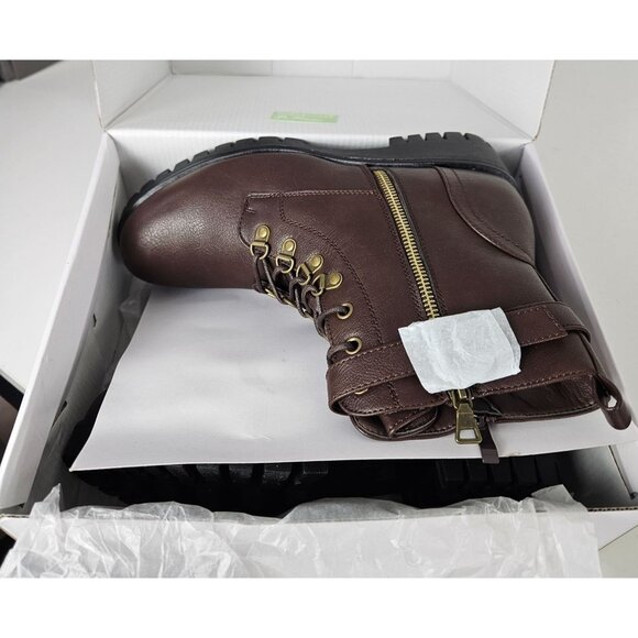 Womens Size 11 Fashion Wedge Chunky Ankle Boots Lace Up Zippers Strap Buckles - Picture 14 of 16